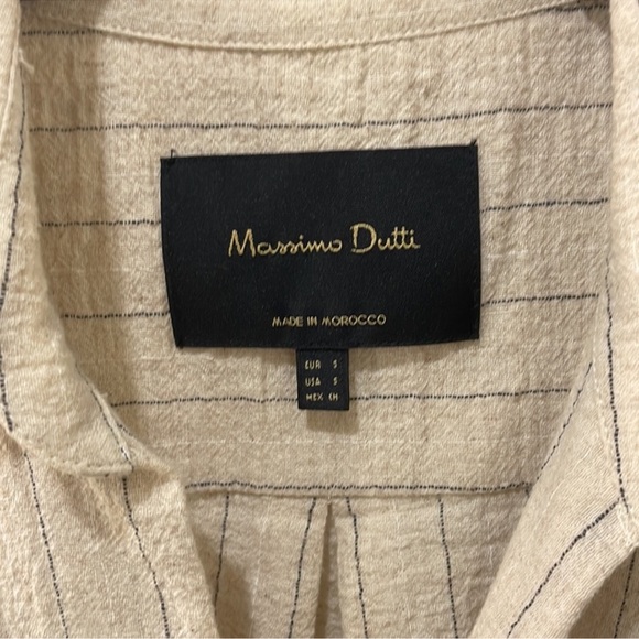 Massimo Dutti pinstripe wrap top linen cotton blouse natural fibers size small - Picture 11 of 17